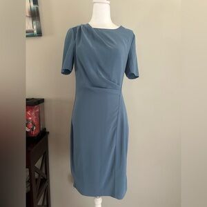 Elie Tahari Amymarie Short-Sleeve Dress Side Pleat S 4 Cornflower Blue
